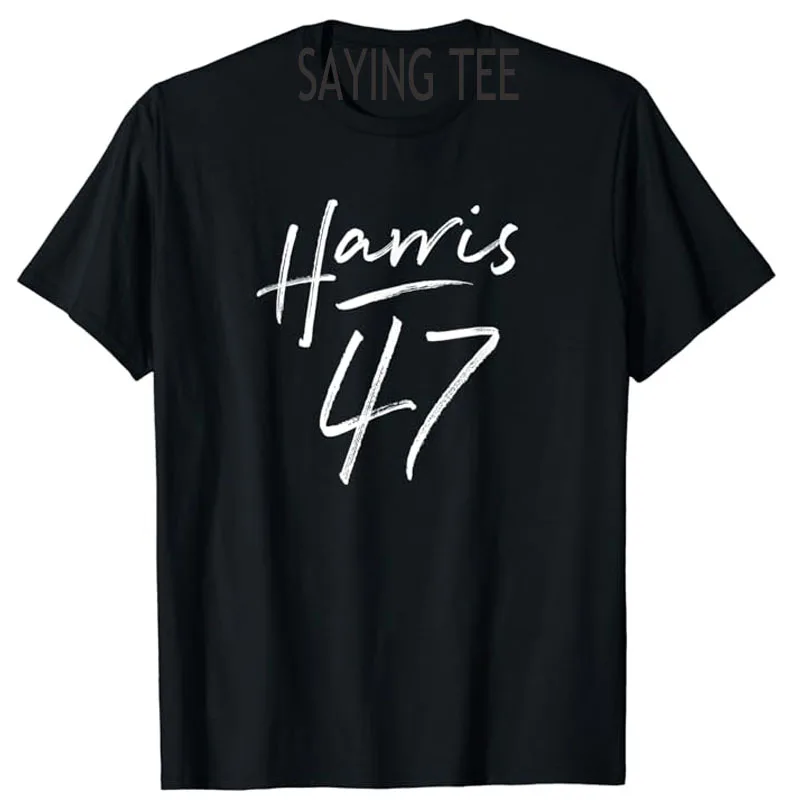 Kamala Harris 47 Feminine Script for Women Girls Harris 2024 T-Shirt Women's Fashion Feminism Saying Tee Top Funny Feminist Gift