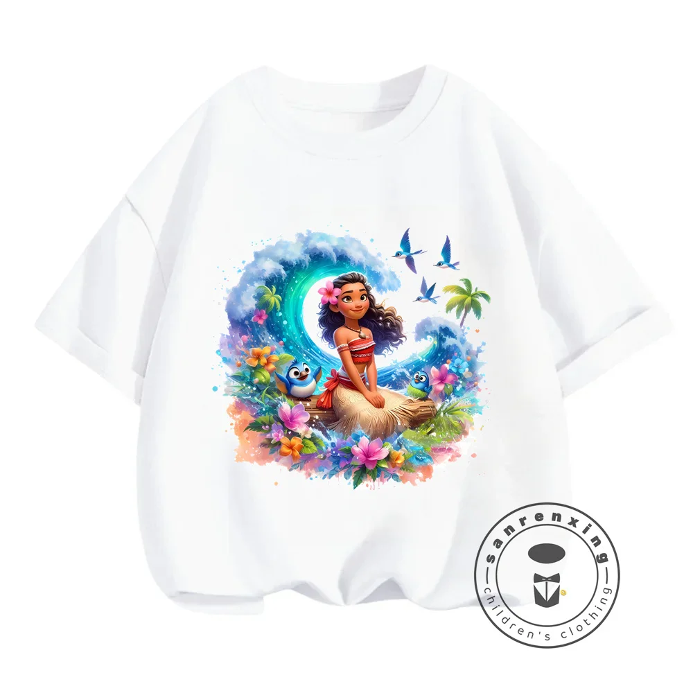 

Stylish Disney Moana Summer T-Shirts Cool Comfortable Soft Loose Kawaii Tops for Kids Featuring Cartoon Patterns Hip-Hop street