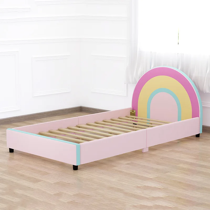 Children\'s furniture bed extravagant rainbow princess bed girl pink mini boy girl 1.2m single bed plank bed