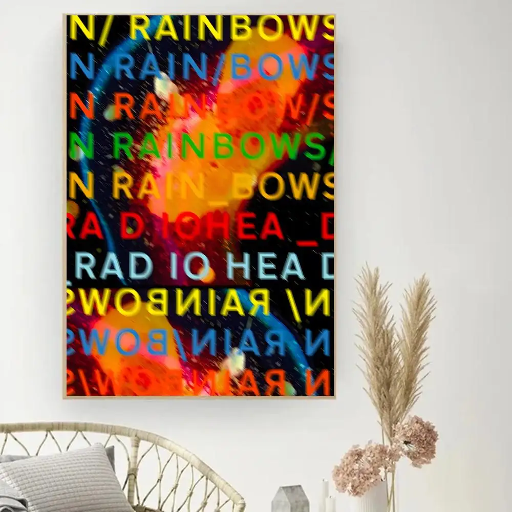R-Radiohead Band Rainbow Painting Calligraphy Poster Print Modern Decor Room Home Decor Canvas Art Pictures Home For Living Room