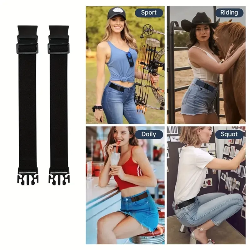 Ceintures élastiques sans boucle pour hommes et femmes, pour Jeans, paquet de 2, ajusteur de pantalon Invisible avec boucle plate, boucle de ceinture de 1.5 pouces, SAL Durable