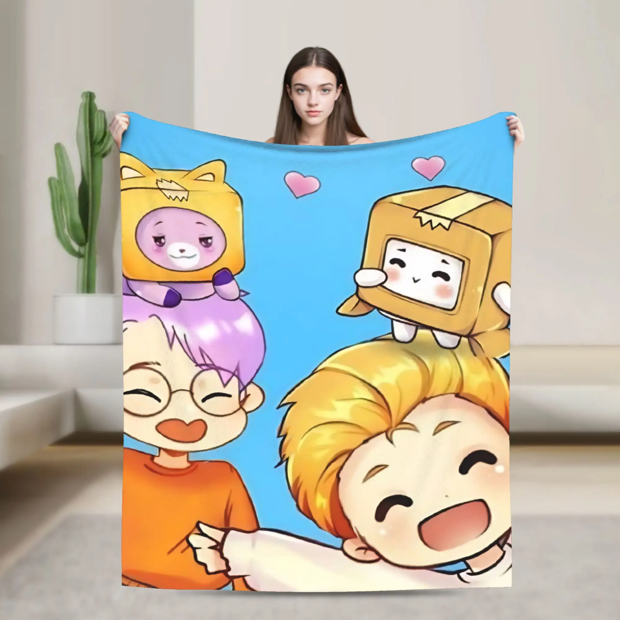 Foxy Boxy and Rocky Lankybox Flannel Blankets  Super Soft Throw Blanket for Couch Bed Picnic Fluffy Bedspread Sofa Bed Cover