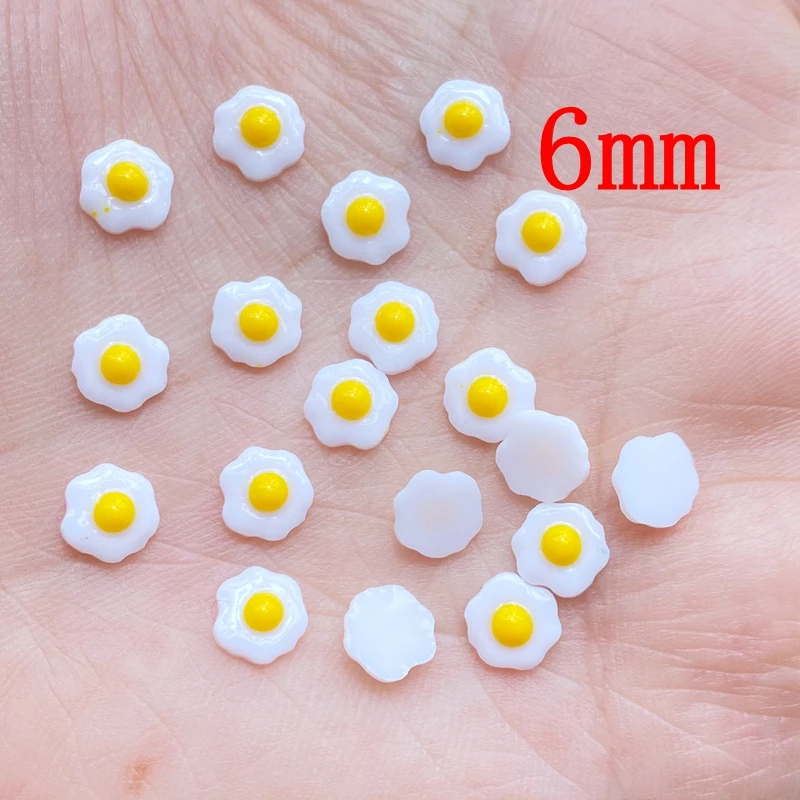 100Pcs New Cute Mini Poached Egg Resin Figurine Crafts Flatback Cabochon Ornament Jewelry Making Hairwear Accessories