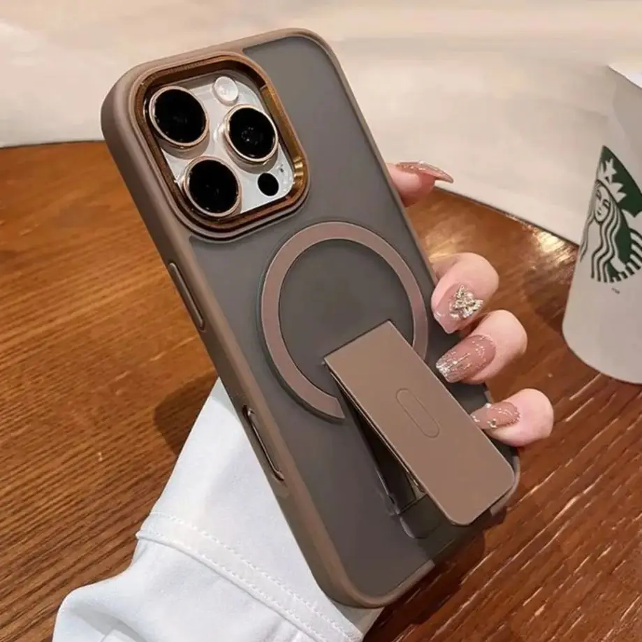 โปร่งแสงFrostedแม่เหล็กพับสําหรับiPhone 17Air 16E 16 15 14 Plus 13 12 11 17 Pro MaxสําหรับMagsafe Matte Cover