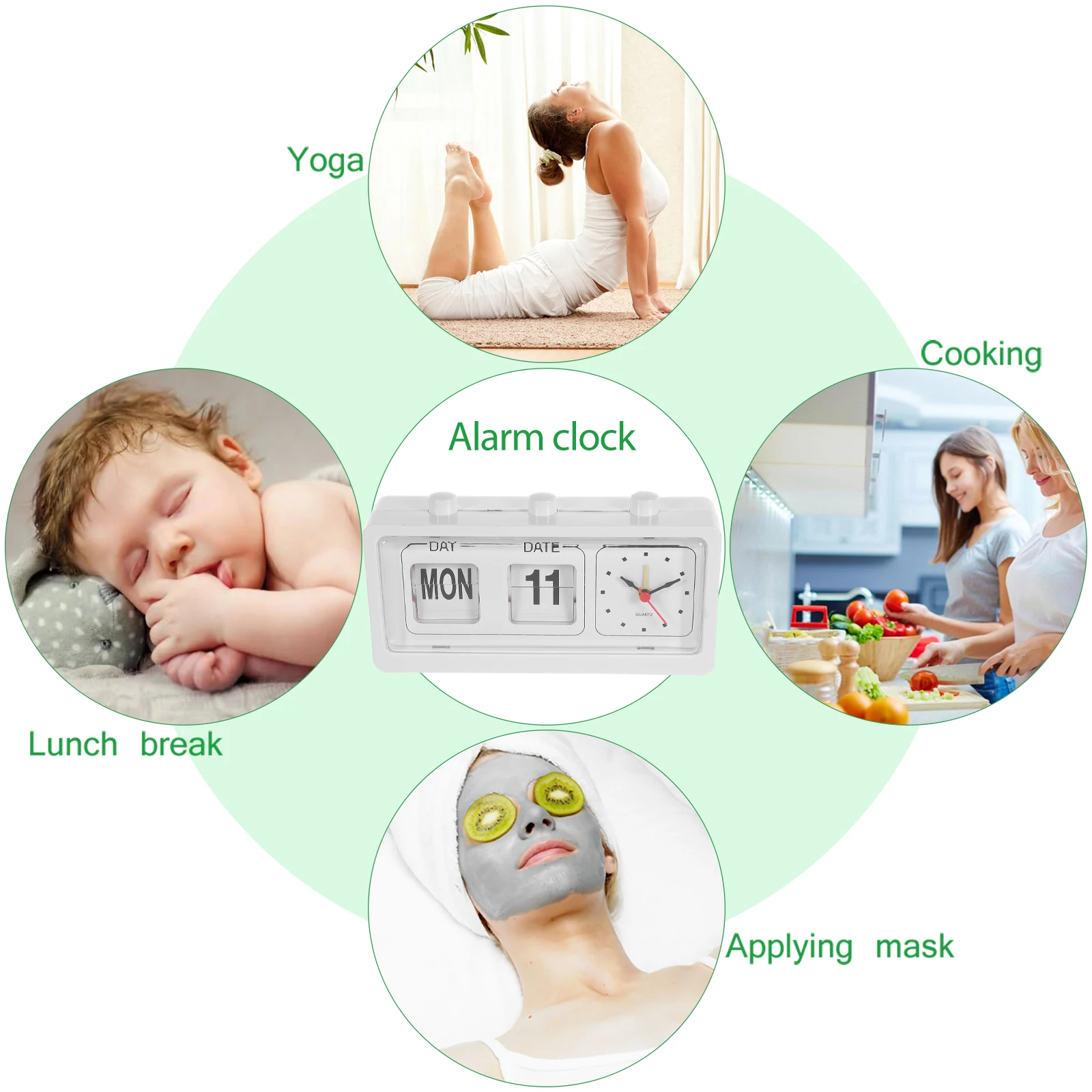 

Creative Calendar Clock Manual Date Week Display Home Use Alarm Clocks Bedroom Kitchen Living Room Office Desk Digital Bedside