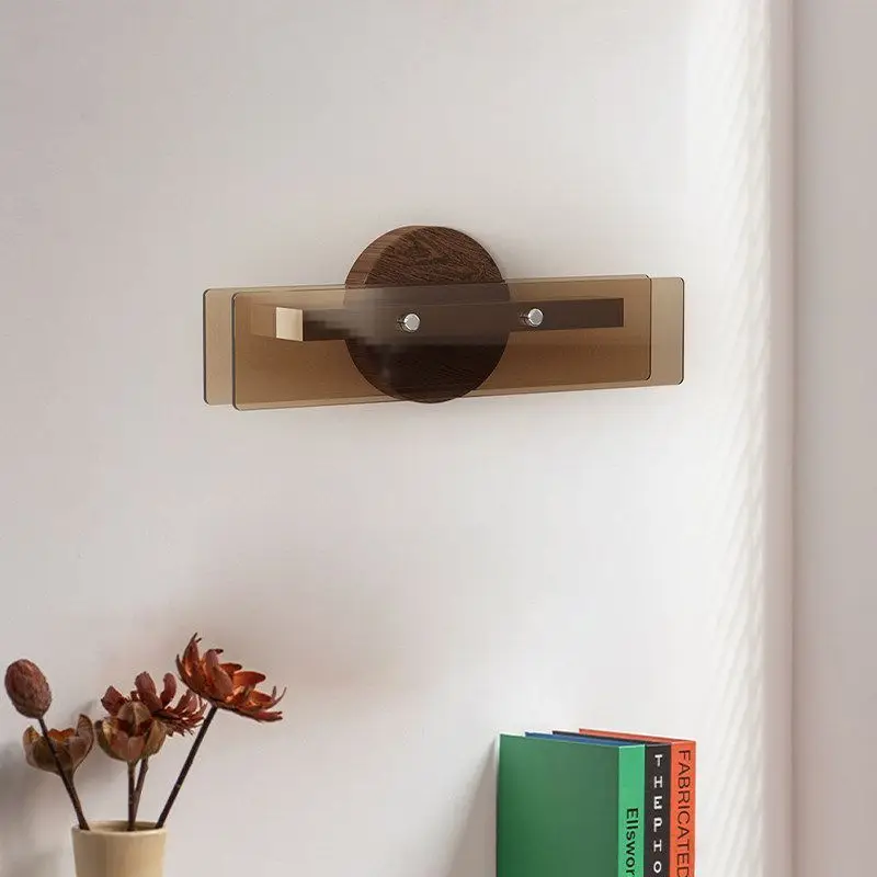 Wall Sconce Mid Century Modern Wall Lamp Bedroom Bedside Lighting New Walnut Wood Grain Luxury
