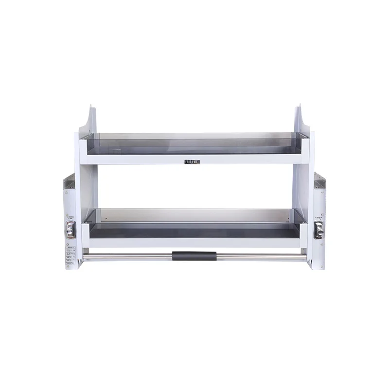 

Kitchen seasoning storage rack, space aluminum, tempered glass, pull-down high cabinet