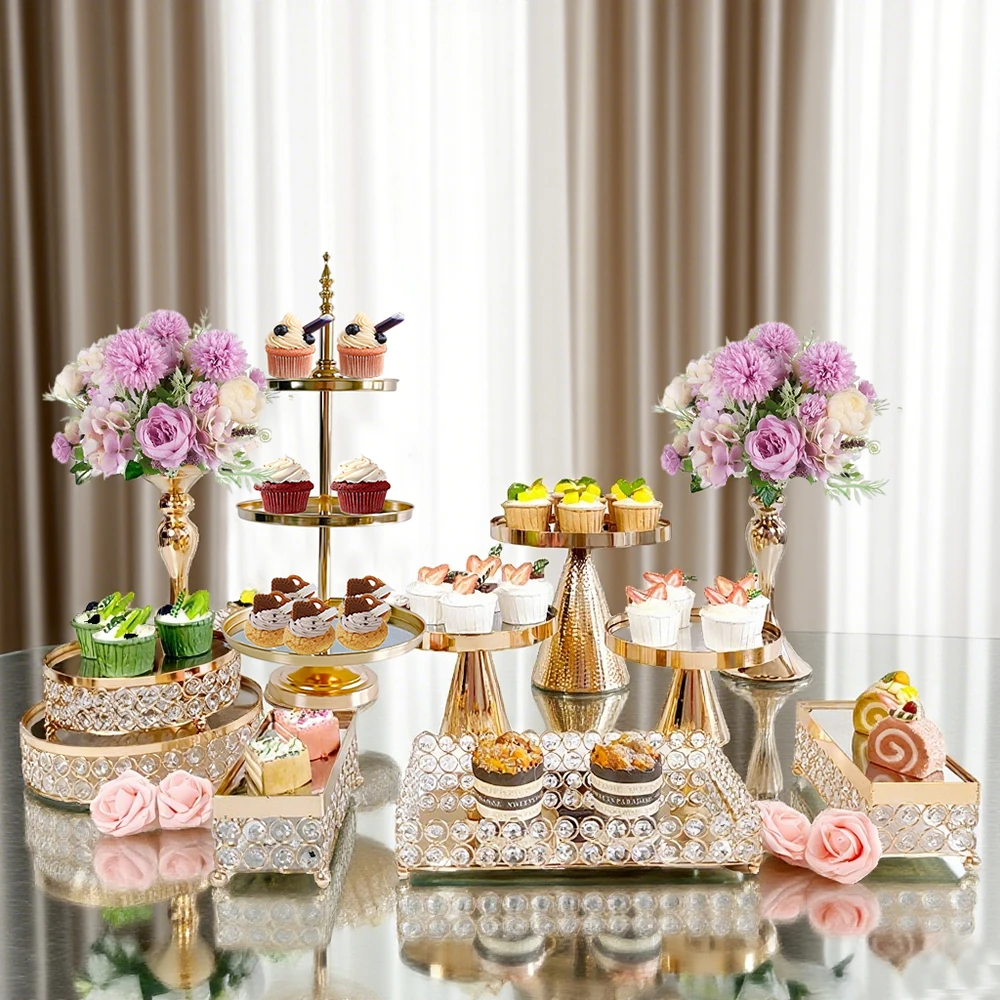 

3Pcs-14Pcs/lot Metal Cake Stands Round Candy Fruite Display Plate Cupcake Serving Tower for Wedding Celebration Home Decoration