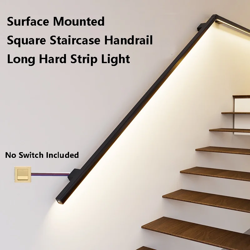 

Round Staircase Long Handrail Hard Strip Light Surface Mounted Side Glowing Wall Light Living Room Corridor Stairway Wall Sconce