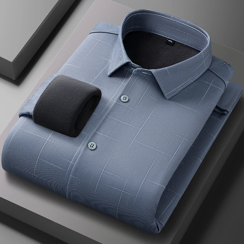 New in shirt hight quality winter warm ModaL long sleeve shirts for men slim fit casual shirt anti-wrinkle Thickened clothes