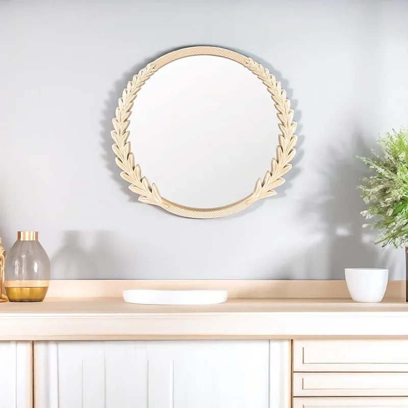 Cross-border selling ear-shaped oval decorative mirror porch wall-mounted punch-free variety of velvet decorative mirror wholesa