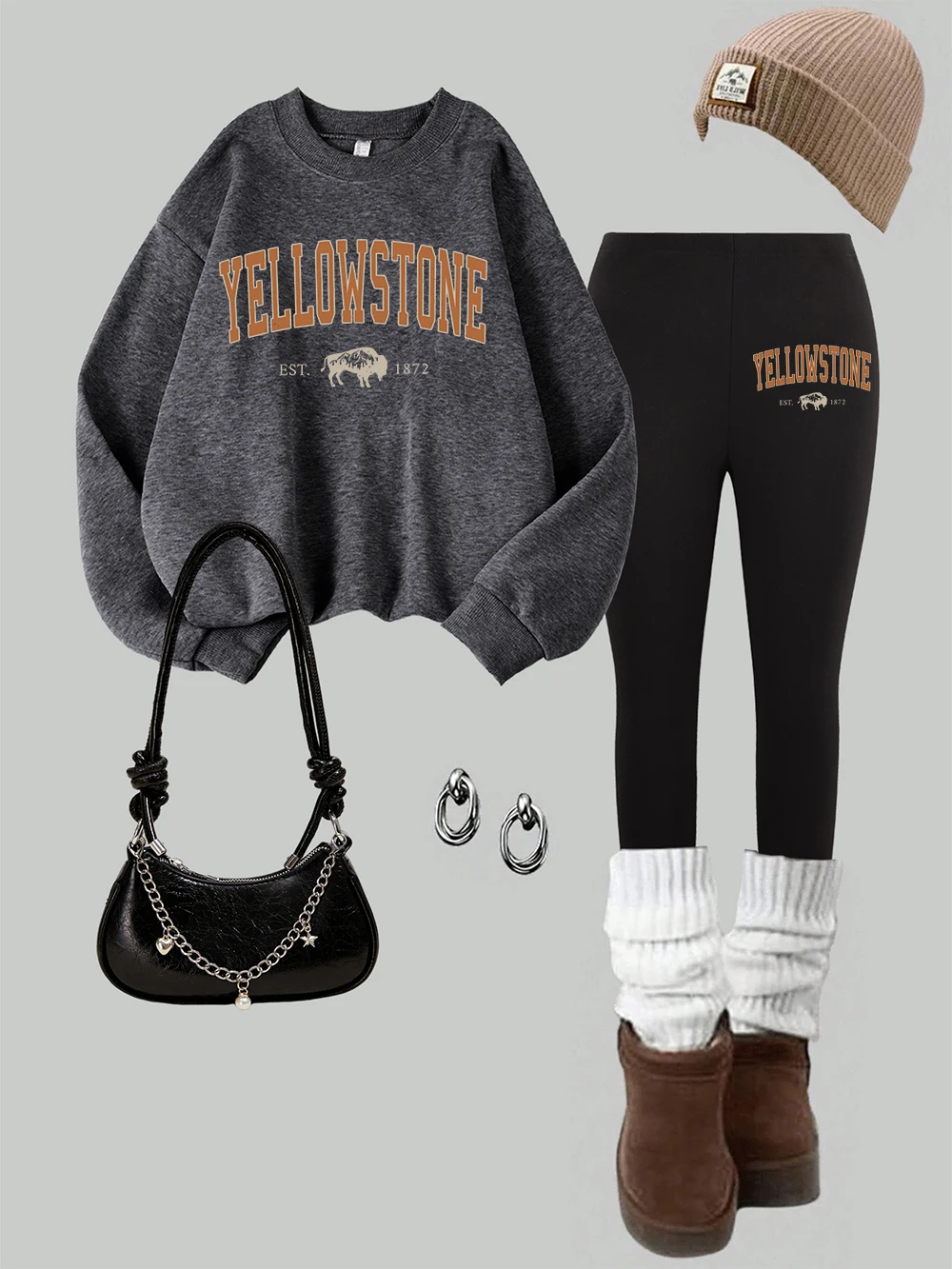 

2 Piece Women Yellowstone Est.1872 Cattle Printed Sweatshirt Leggings Set Autumn Thermal Warm Hoodie Pants Fashion Woman Clothes