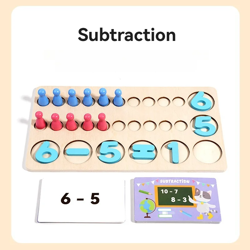 Juguetes de matemáticas Montessori, tablero de madera a juego con forma de números y alfabeto colorido, juguetes educativos de aprendizaje temprano para bebés, Material de enseñanza