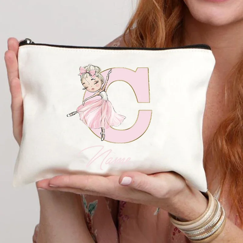 Bolsa de lavado de maquillaje cosmético para niñas y mujeres, bolsas de aseo de viaje, organizador de viaje, regalo de bailarina de la amante del Maestro de la escuela, Ballet lindo