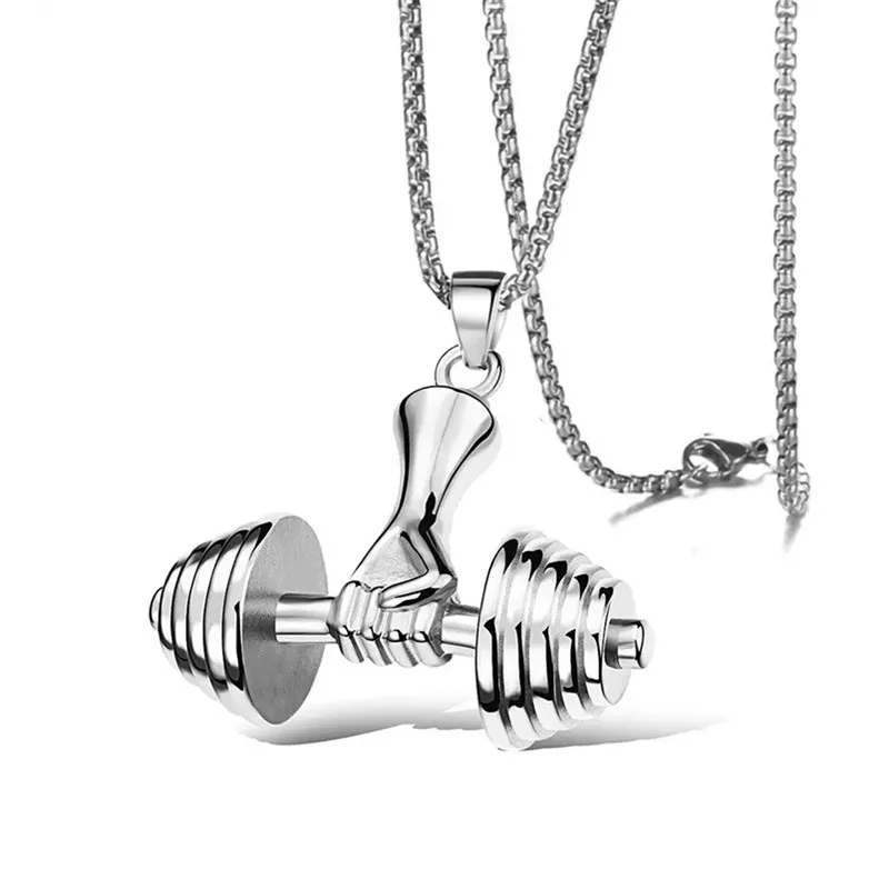 الحديد قلادة رجالي قلادة الفولاذ المقاوم للصدأ اللياقة البدنية الجملة الرياضة نمط الذكور الاكسسوارات هدية للرجال اللياقة البدنية الرجال S494