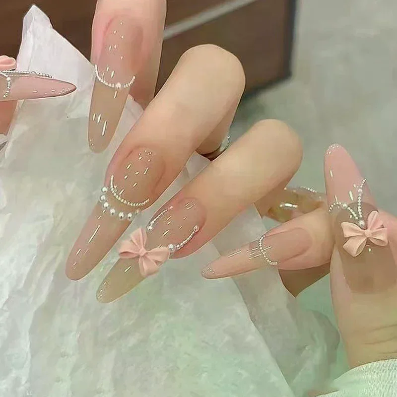 100pcs Mix Cream Style Bowknot Nail Charms 3D Aurora Bow Flat-back Gems Parts Nail Art Manicure Decorations