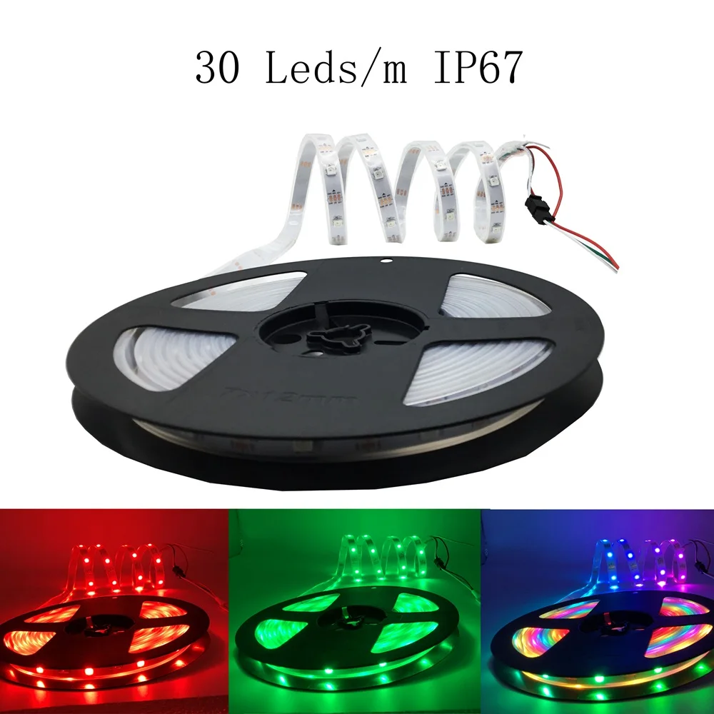 5m WS2812B LED-Leuchten WS2812 RGB LED-Streifen Individuell Adressierbare LED-Lichtleiste Schwarz-Weiß PCB IP30 65 67 5V – Detail 14