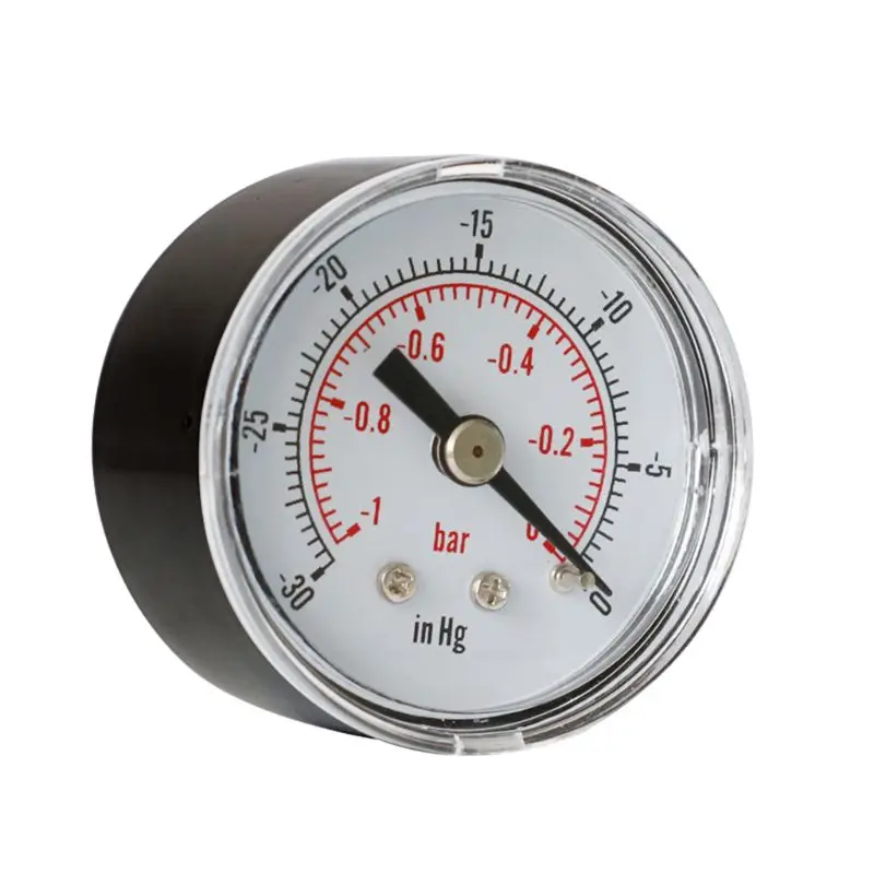 فراغ قياس الضغط 1/8 "BSPT الظهر جبل 40 مللي متر 0/30" & 0/-1 بار المعادن بالنسبة لها