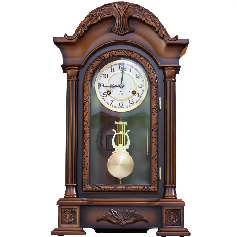 

Vintage wall clock, rocking machinery, antique, living room, high end, solid wood