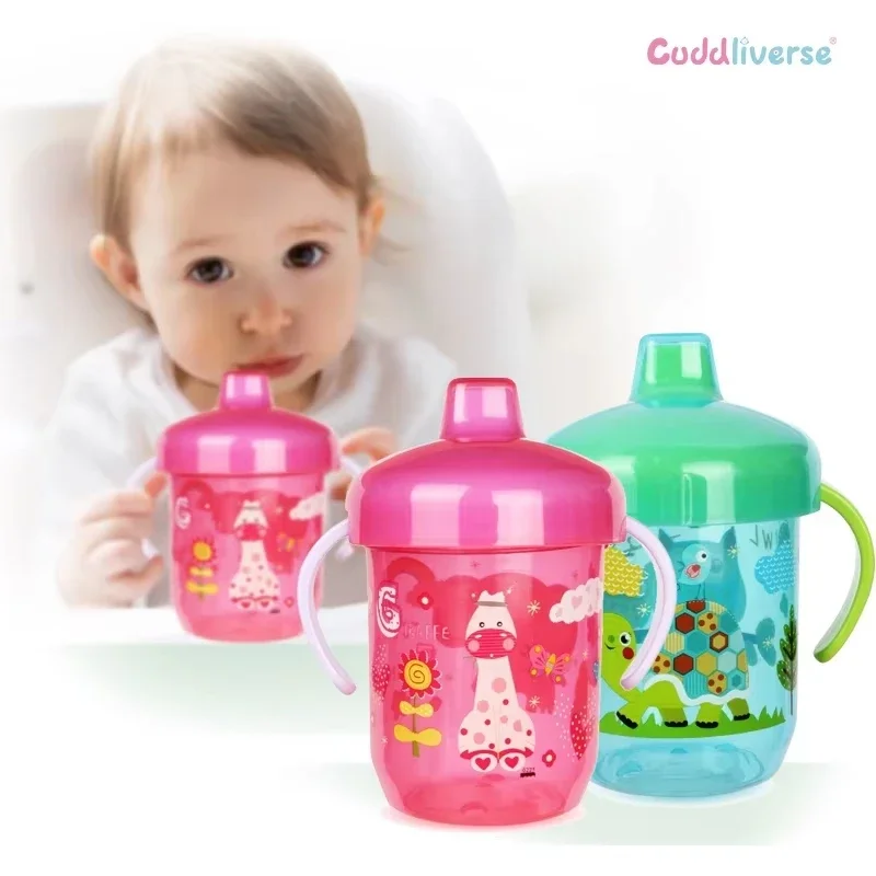 Infant Spill Anti-choking Duckbill Cup with Handles and Lids Baby Special Learning Drinking Cup With Dustproof Cover for Toddler
