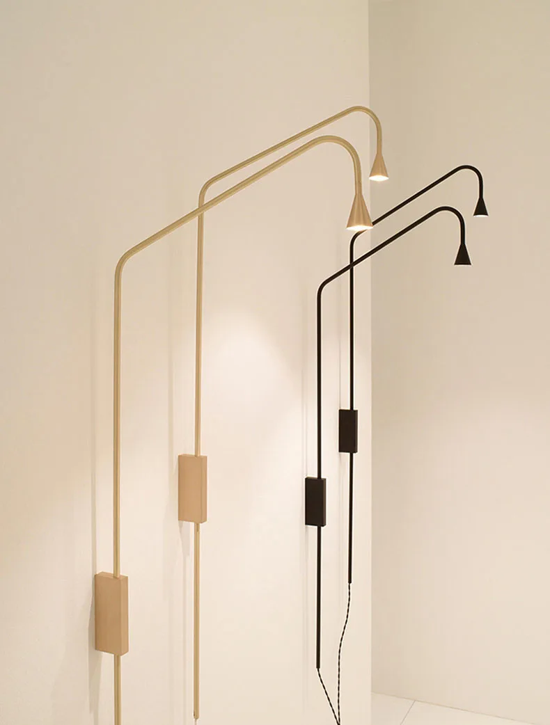 Minimalist Aluminium Wall Light Rotatable Matte Gold Black