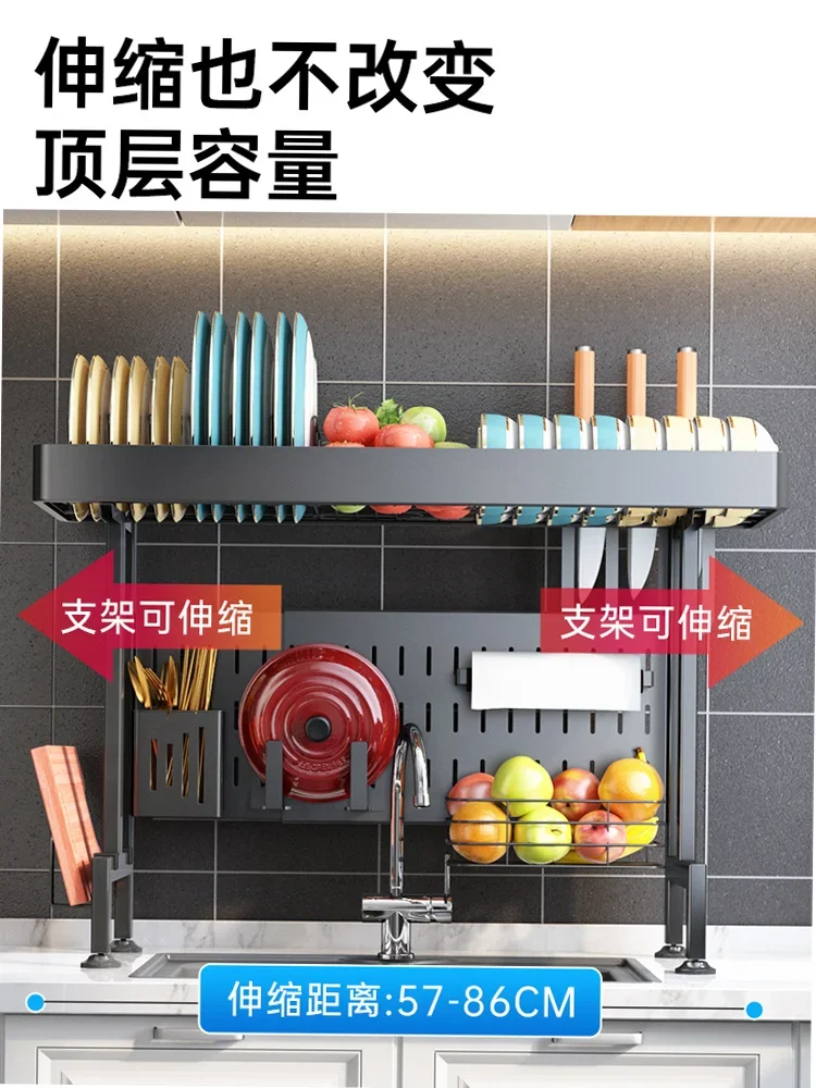 Kitchen sink storage rack, drainage bowl rack, retractable countertop, above the sink for hanging dishes, dishes, and storage ra