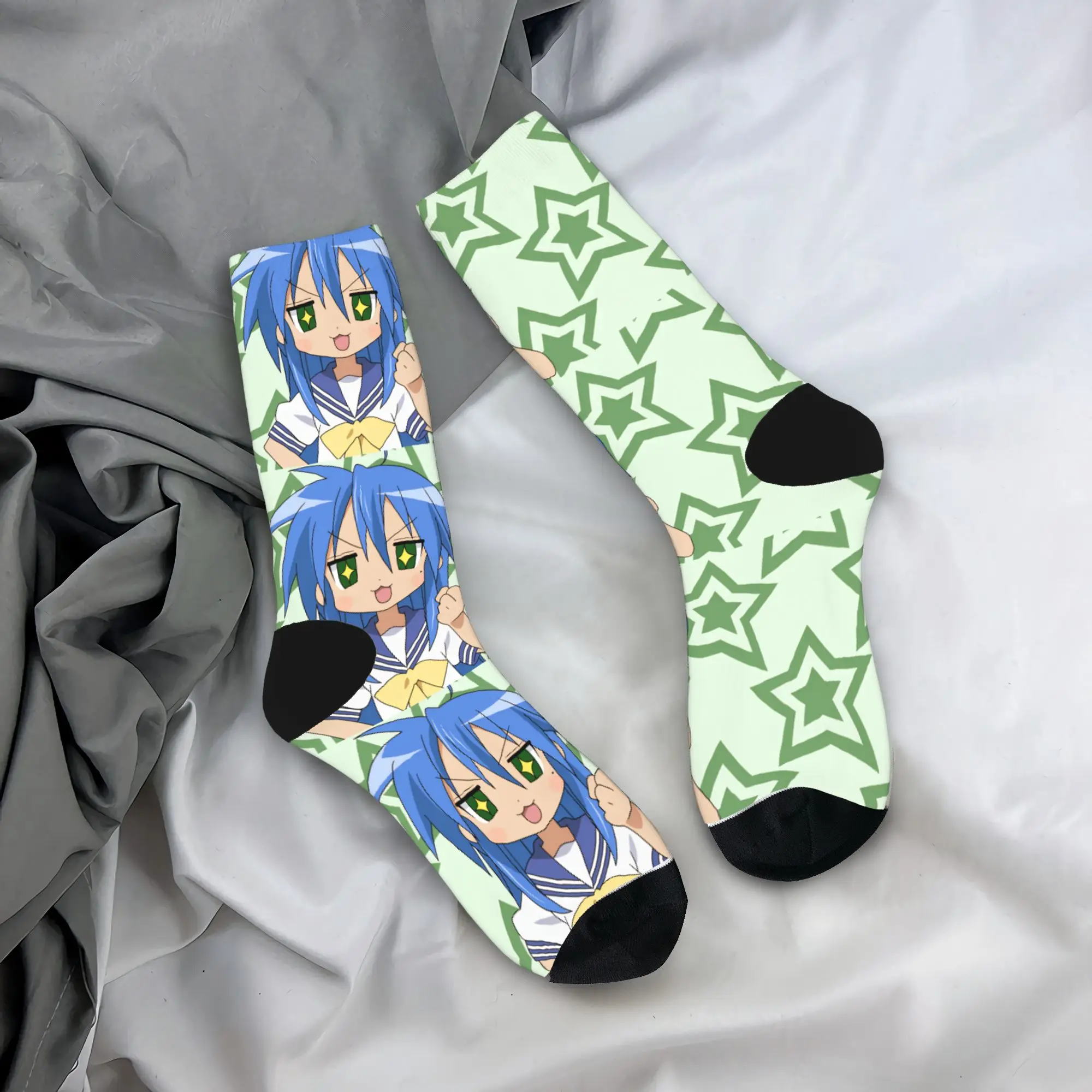 

Men Socks Konata izumi L-Lucky S-Star Stockings Anti-Slip Soft Socks Autumn Funny Printed Running Socks