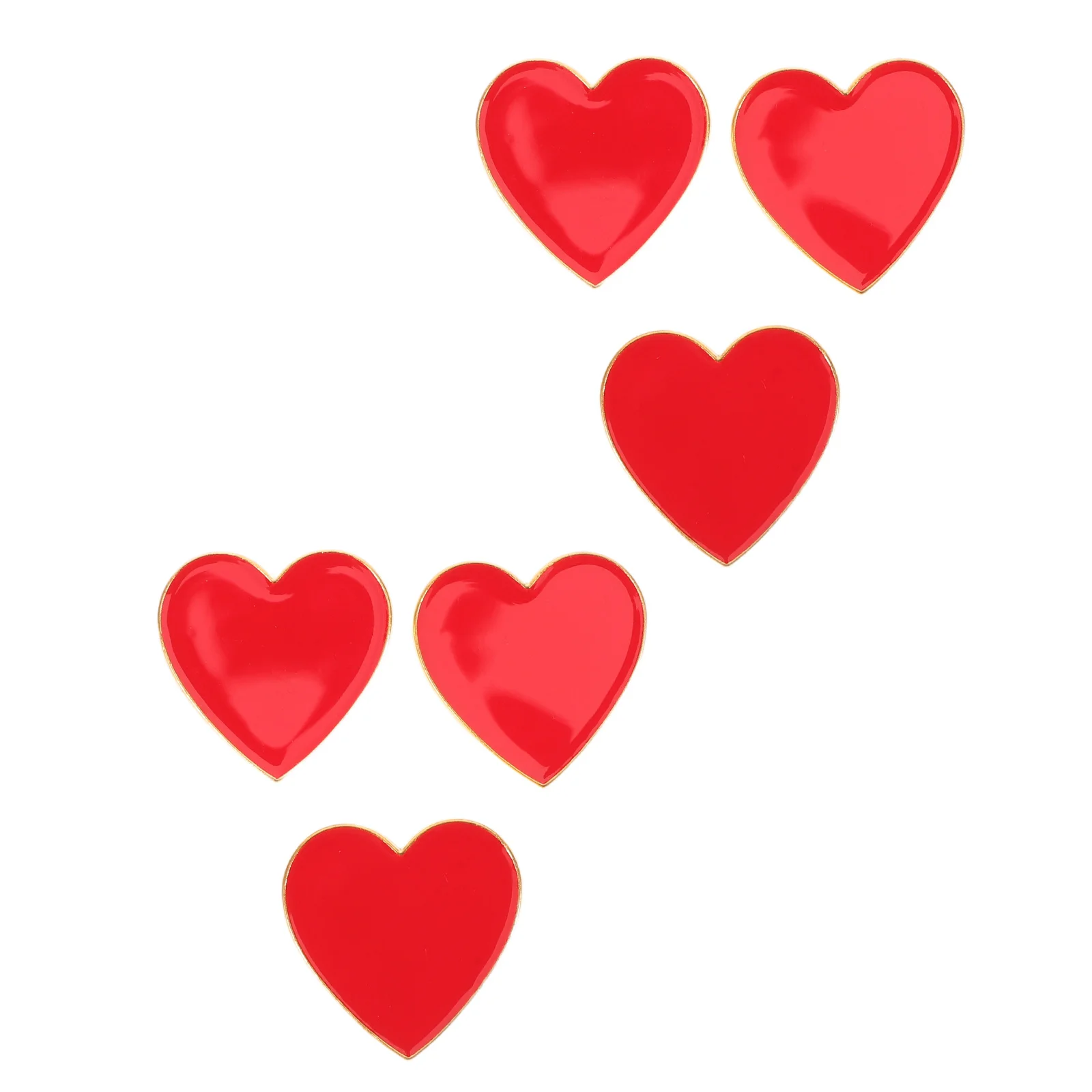 

6pcs Love Heart Brooch Set Gilded Wedding Party Pins For Clothes Bags Hats Anniversary Valentine'S Day Accessories