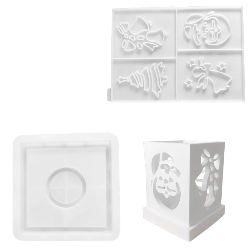 Y1UB Silicone Molds for Gypsum Decoration 3D Detailed Christmas House Shapes Ornament