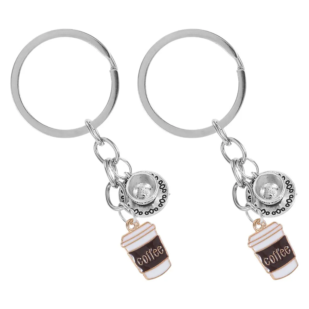 

2Pcs Creative Coffee Cup Keychain Mini Cute Cup Charm Bag Hanging Pendant Purse Backpack Accessories Keychain Charms