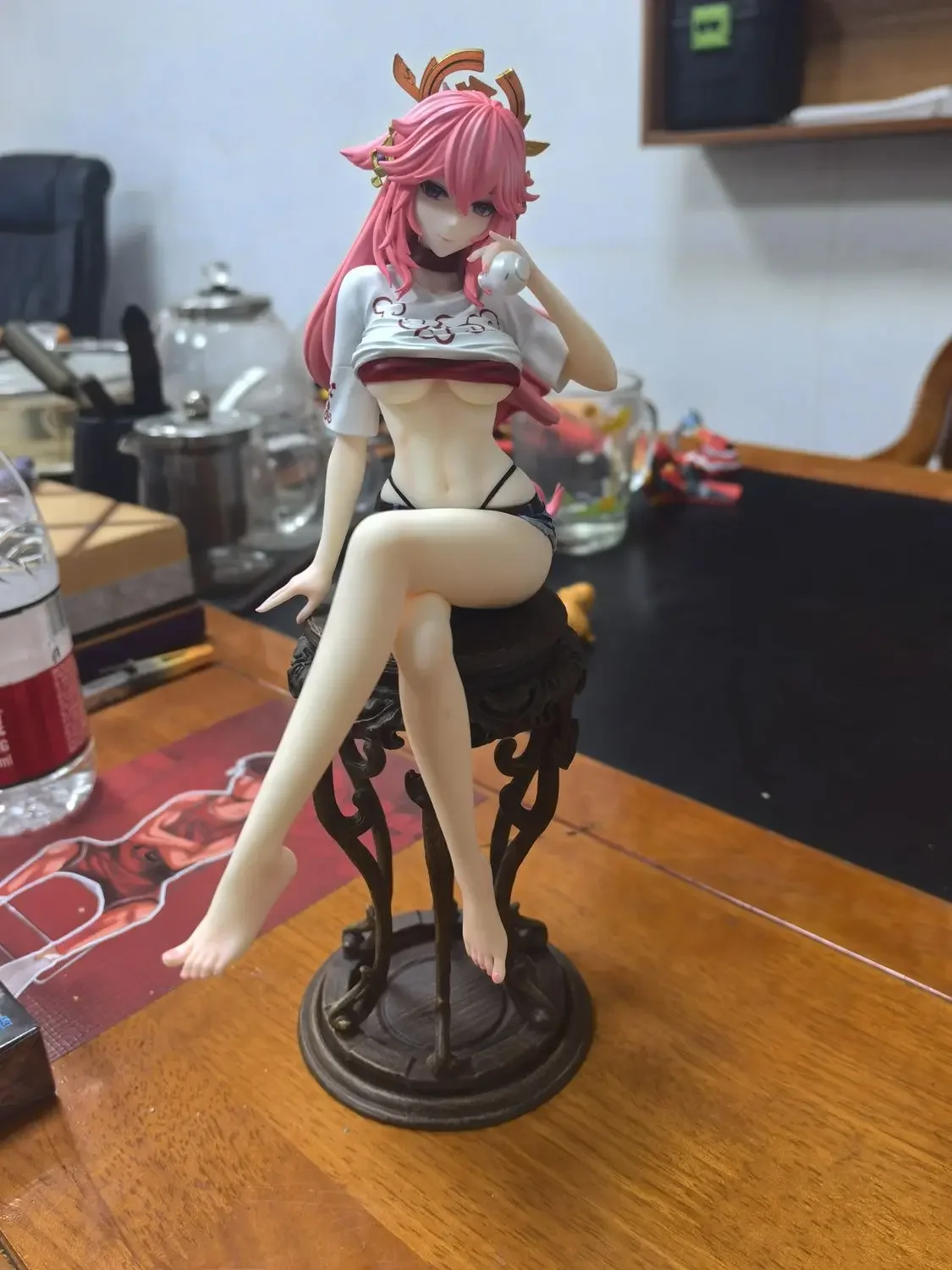 GENSHIN-女の子の置物YAEMiko,PVC,アニメーション,置物,モデル人形,かわいいコレクションの像,装飾玩具