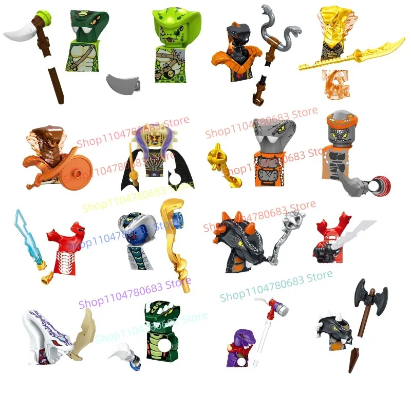 

MOC Building Block Elements Master Mini-Figure Ninja Monster Snake Assembly Armor Model Ornament Anime TV Decor Toy Holiday Gift