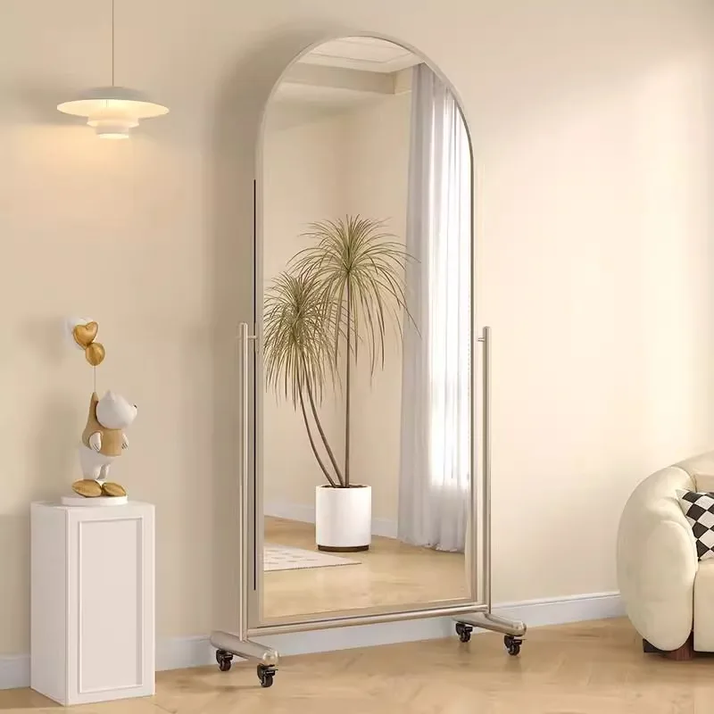 

High definition full body mirror showing height and thinness dressing household floor mirror arched movable Internet celebrity