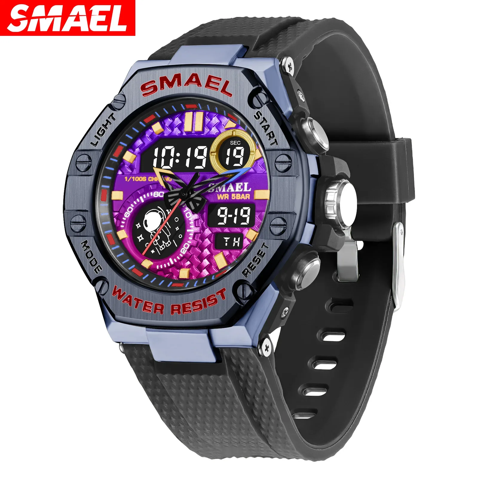 NOUVEAU SMAEL - Montre de sport numérique étanche pour homme, montres de marque élégantes, électroniques analogiques, 50 m, montres pour hommes