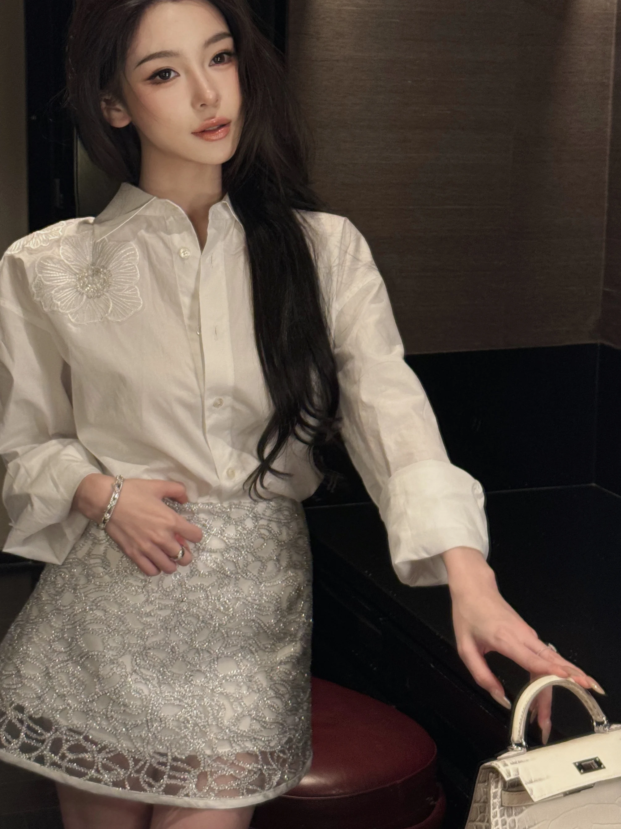 

Юбка Youenbb с кружевом и вышивкой в стиле русалки, А-силуэт, с высокой талией, утягивающая, двухслойная, для коррекции фигуры