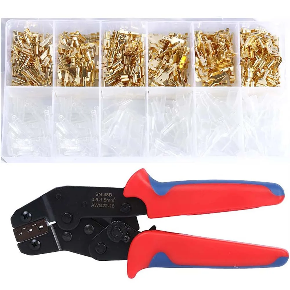 

2,8/4,8/6,3 мм женские и мужские обжимные соединители, электрические наконечники, комплект изоляционных проводов, вилка, обжимная пружинная вставка, провод