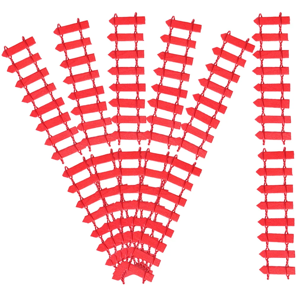 

20 Pcs Red Mini Fence Small Wooden Garden Ornaments Outdoor Indoor Picket Fencing