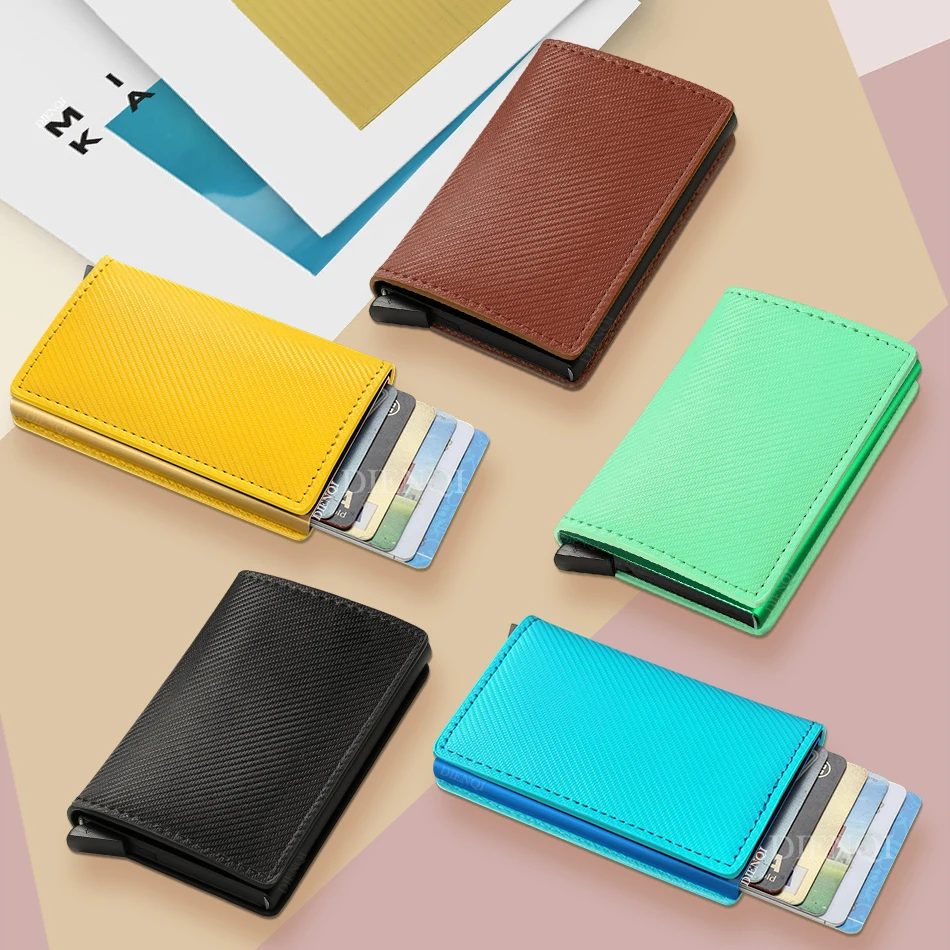 Women's Candy Color Card Holder ID Holders Fashion Money Clips Ladies Card Clips Minimalist Wallets Automatic Pop Up Card Bag