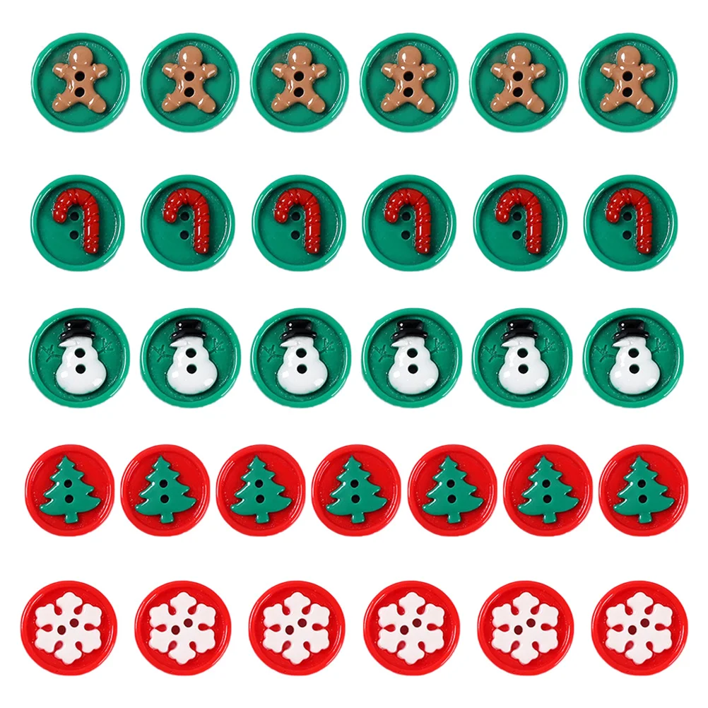 

50Pcs Christmas Button Accessories Colorful Resin Buttons for Sewing DIY Scrapbooking Festive Craft Projects Decorative Sewing
