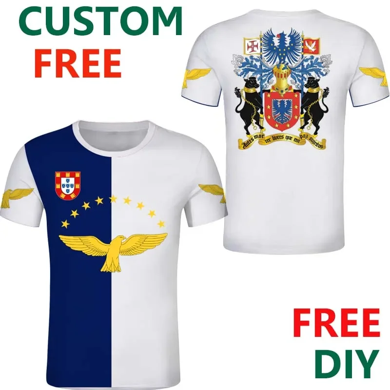 Azores T Shirt Custom Men's Portugal Coat Of Arms Pigeon Tee Shirts Personalized Logo Work Uniform Top