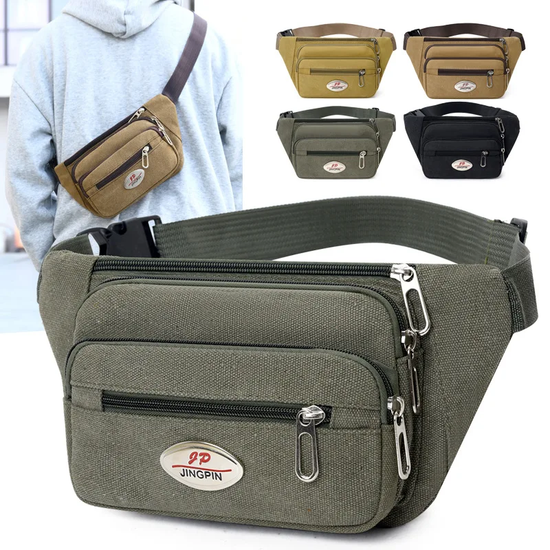

2026NewMen's CanvasWaist Bag forConstruction Site, Casual Outdoor Sports Waist Bag, Multifunctional Phone Bag, Cashier Chest Bag