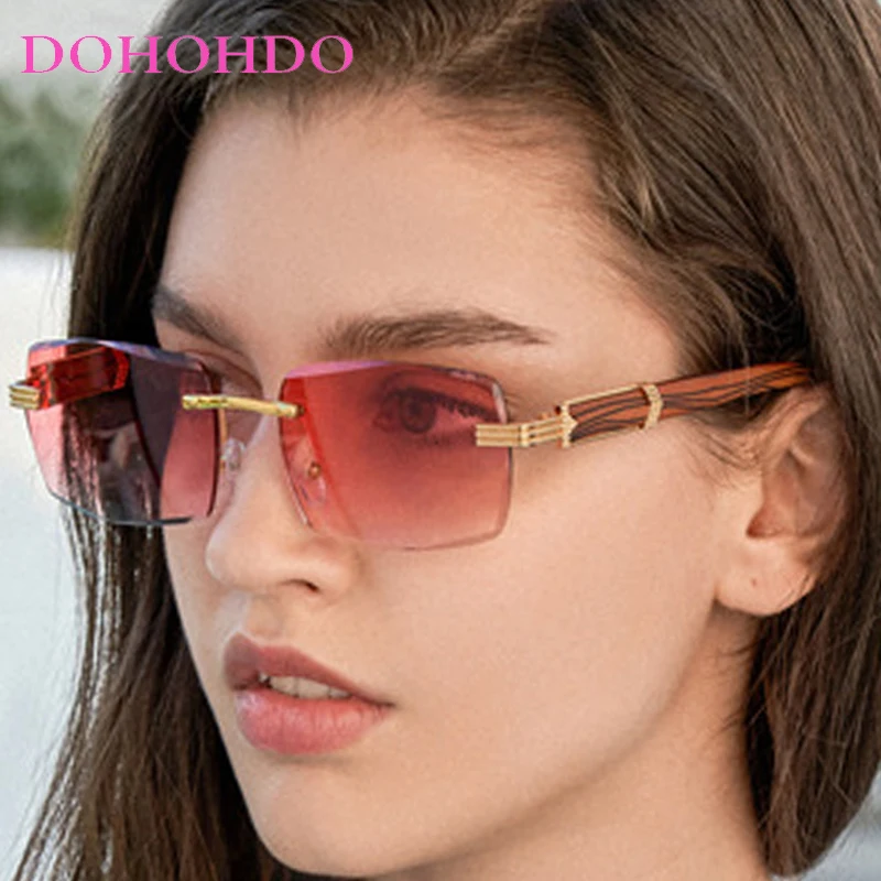 

Vintage Trendy Frameless Square Women Sunglasses Brand Designer Outdoor Drive Summer Traveling Men Sunglass UV400 Lentes Mujer