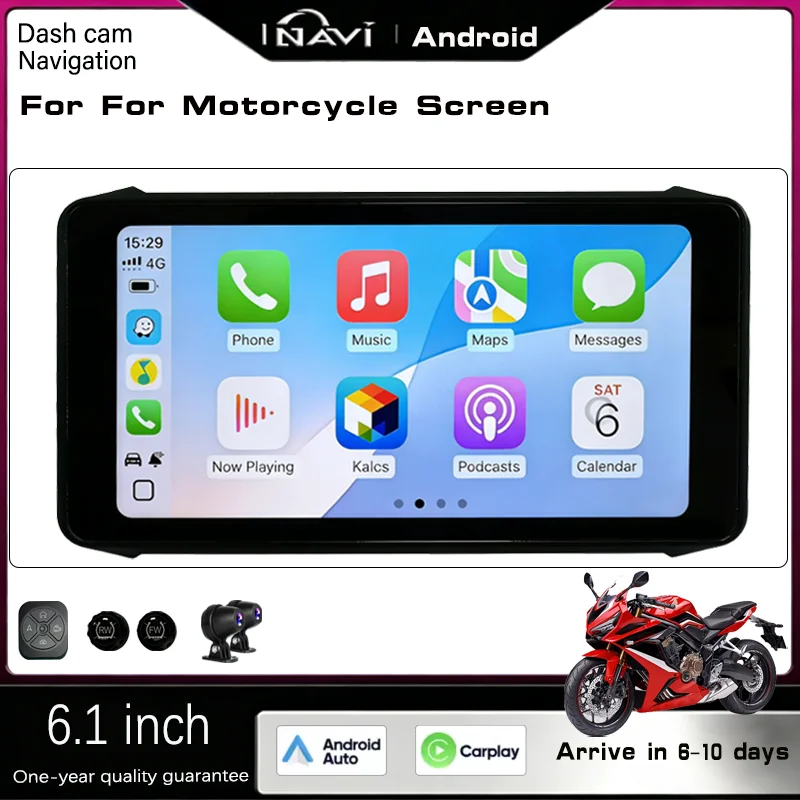 

INAVI 6.1-inch 4G Android Motorcycle Navigation Carplay IP67 Waterproof Smart Screen Video Recorder Dual Lenses ADAS