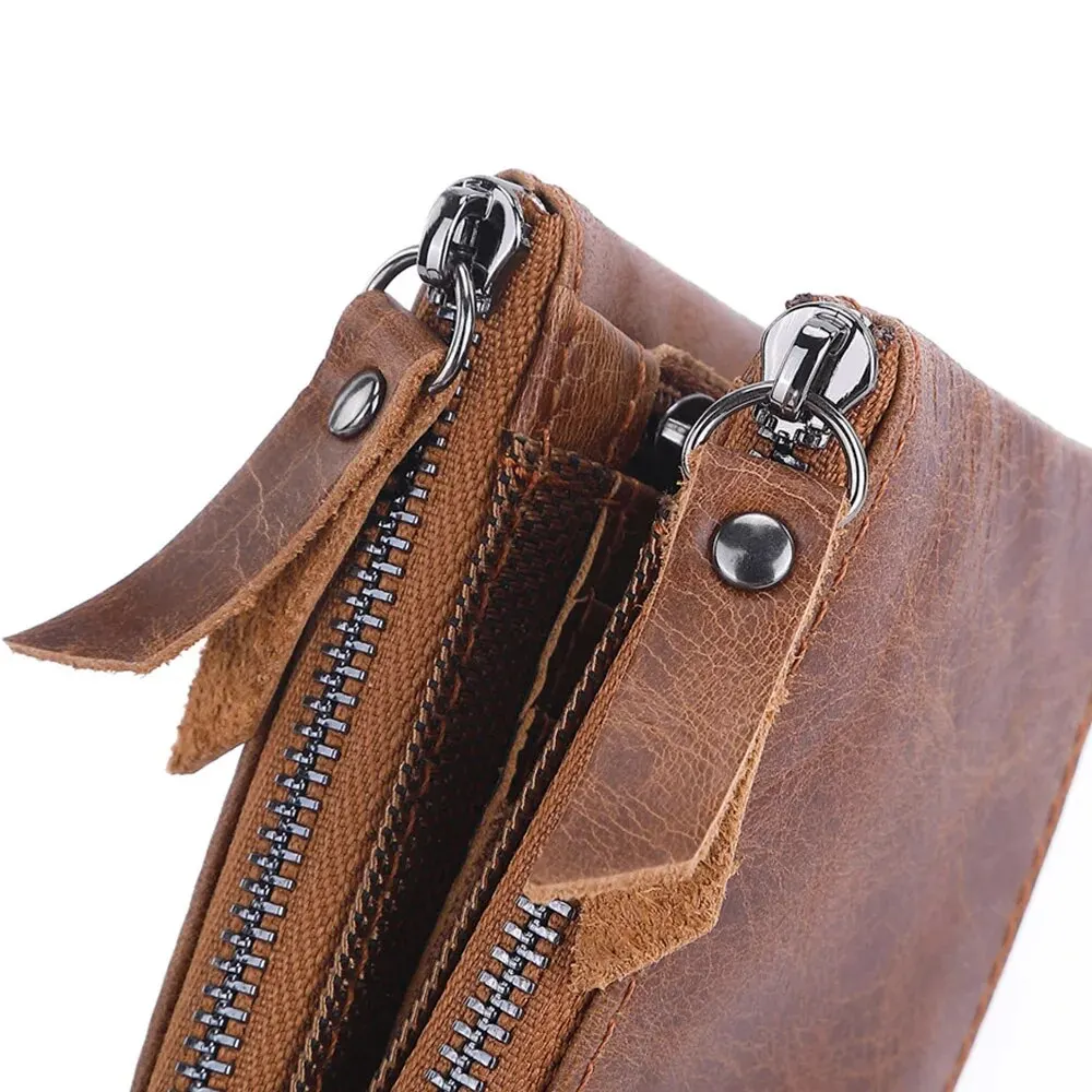 Men Wallets 100% Genuine Cow Leather Short Card Holder Leather Men Purse High Quality Luxury Brand Male Wallet image 4