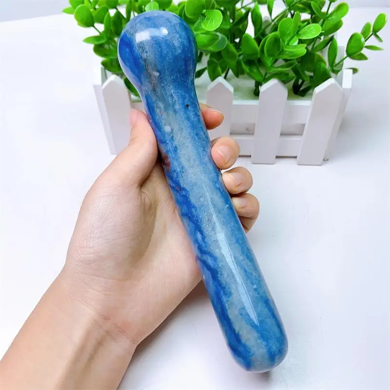 18m Large Size Natural Blue Aventurine Crystal Massage Penis Wand Gemstone Yoni for Women Health Smooth Polished Gifts