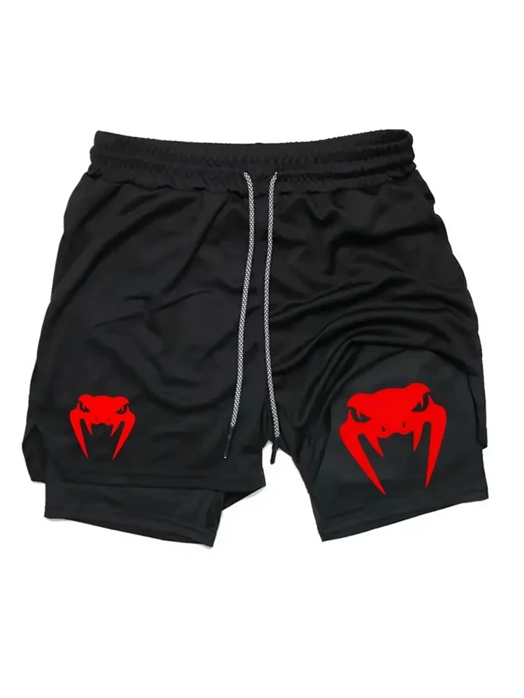 

Men's Black 2-in-1 Soccer Athletic Shorts, Quick-Dry Breathable, Drawstring Waist, Ideal for Gym,Training & Football Gamestk0407