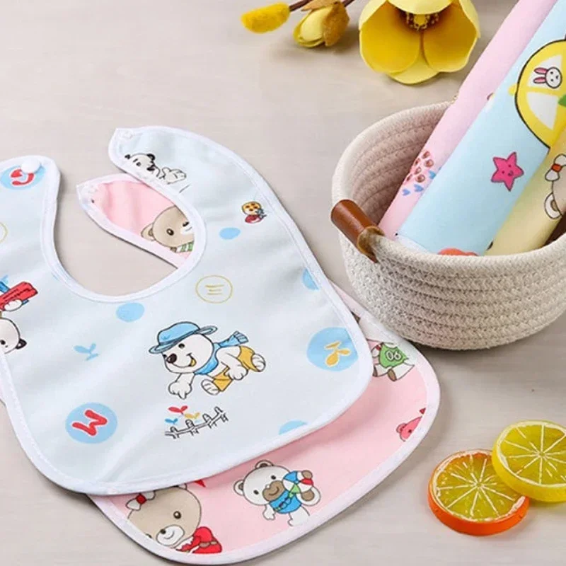 Baby Bibs Cotton Thickening Water Absorption Waterproof Bibs Baby Feeding Protection Burp Cloths Cartoon Pattern Fit Baby Stuff