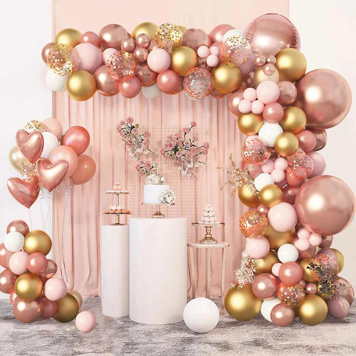 Rose Gold Balloon Garland Arch Kit Confetti Latex Balloons Birthday Party Decor Kids Wedding Birthday Girl Baby Shower Decor