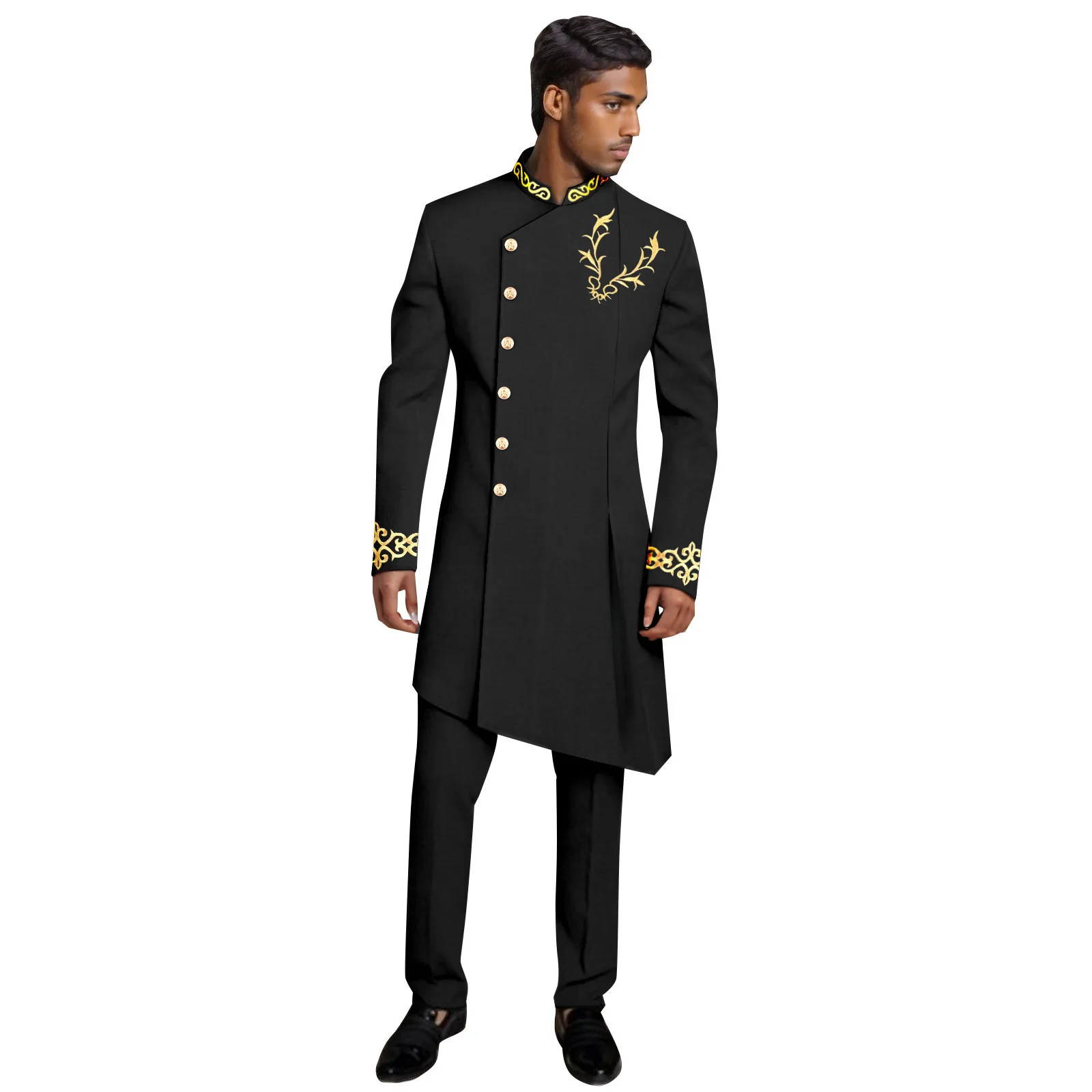 

Men`s Bussiness Suit Embroidery Single Breasted Slim Fit Blazer and Trousers 2 Piece Set Dashiki Outfits African Clothes