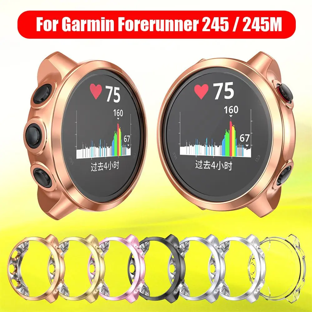 Soft TPU Watch Case Protective Cover Screen Protectors for Garmin Forerunner 245 / 245M